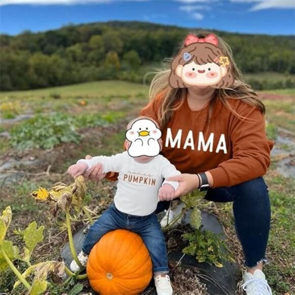Matching Halloween Pumpkin Sweatshirt – Thanksgiving Baby Girl Outfit - Picture 5 of 7